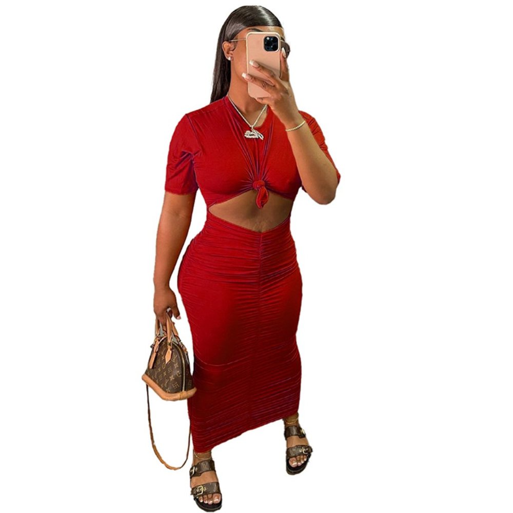 2 piece skirt set in red